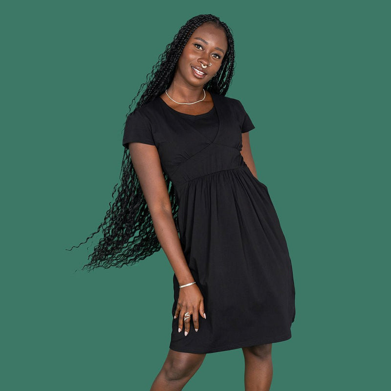 Black nursing friendly dress best sale