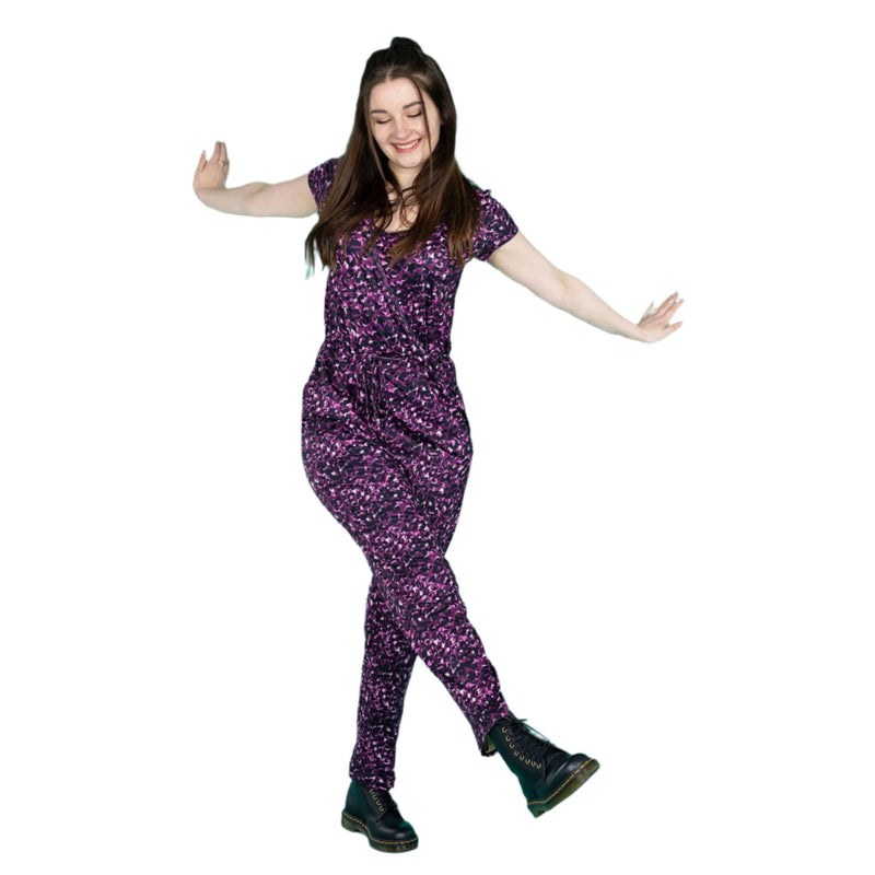 Pre Order Purple Leopard Breastfeeding Jumpsuit - Stylish Mum