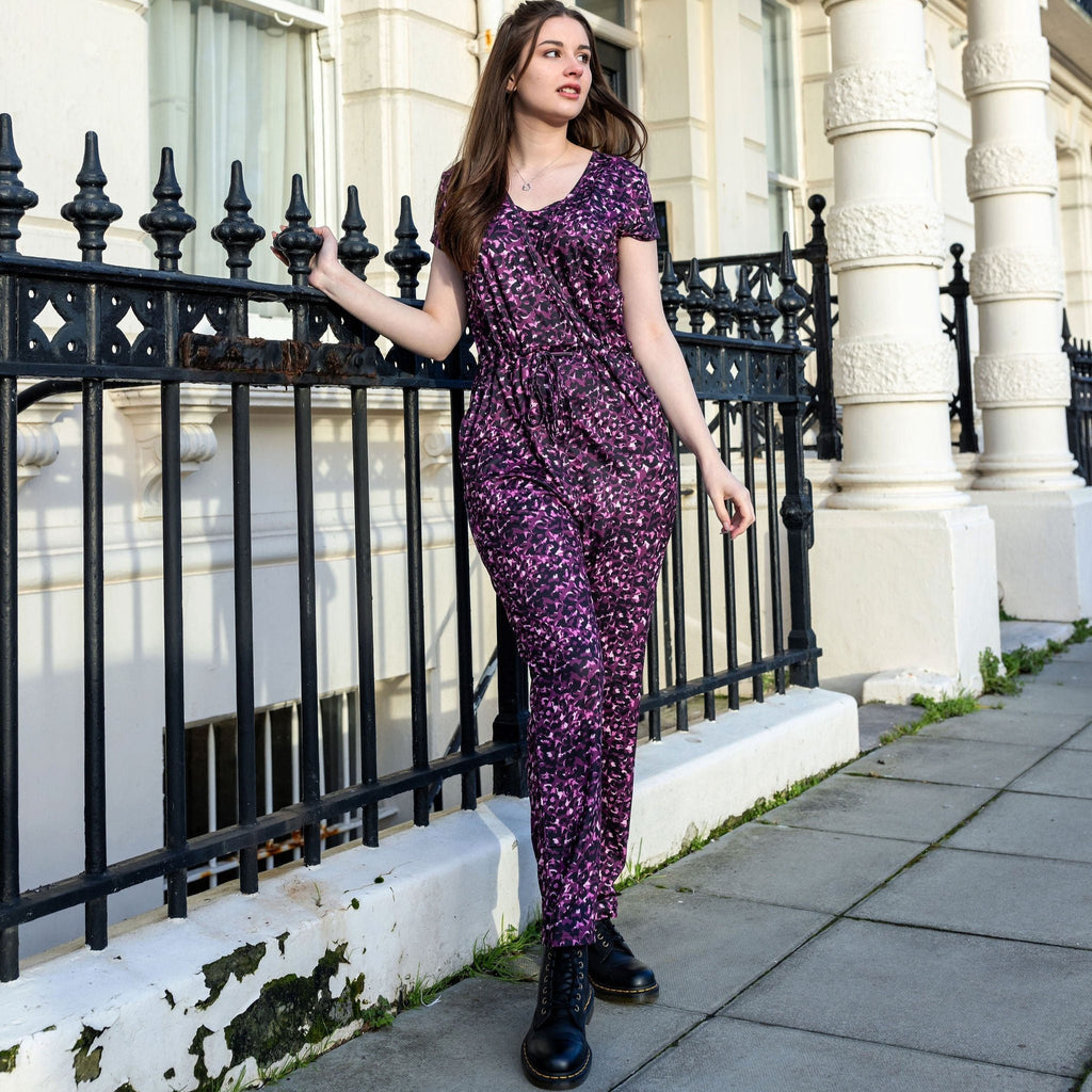 Purple Leopard Breastfeeding Jumpsuit - Stylish Mum