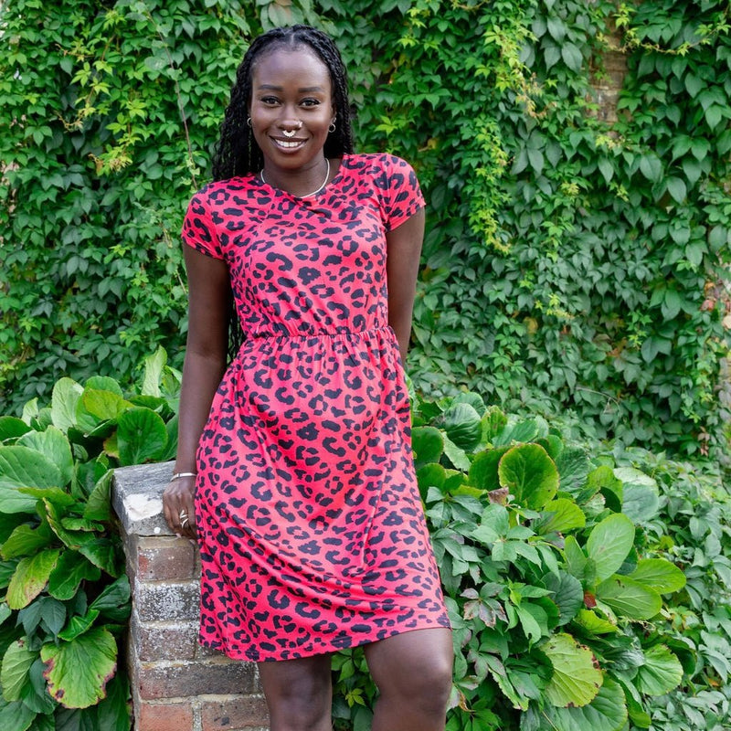 Red Leopard Print Breastfeeding Dress - Stylish Mum