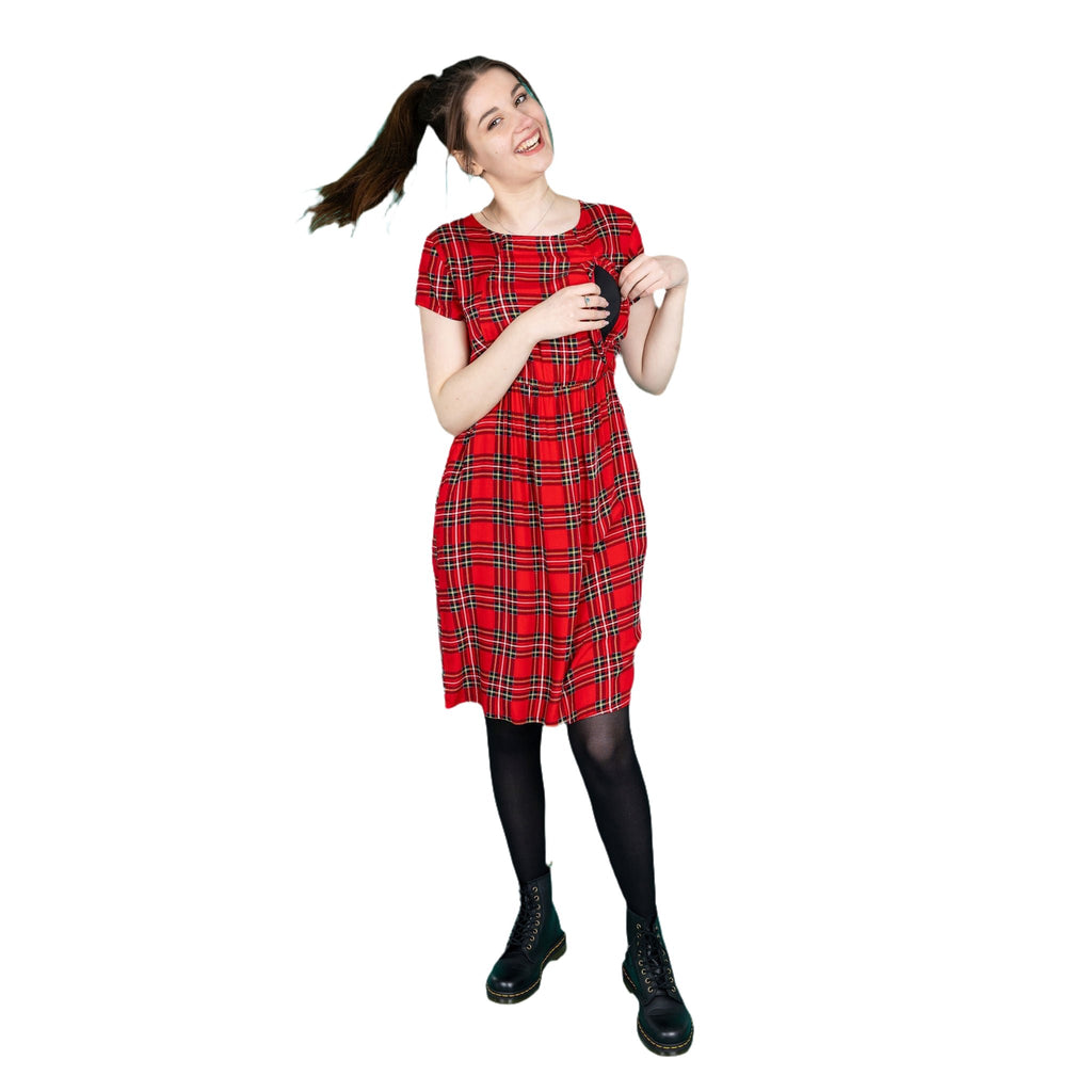 Tartan Breastfeeding Dress pre order - Stylish Mum